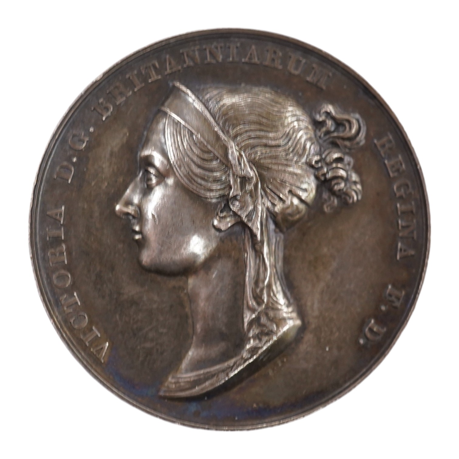 British Royal commemorative medals, Victoria Coronation, 1838, a silver medal by B. Pistrucci, diademed bust left, rev. Victoria seated left, being offered the crown by Britannia, Scotia, and Hibernia, 37mm, (W & E 88A.2